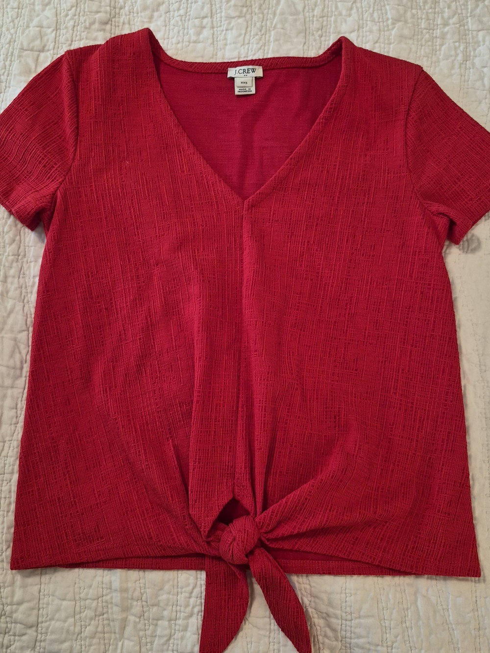 J. Crew Women’s Red V-Neck Tie-Front Top XXS
